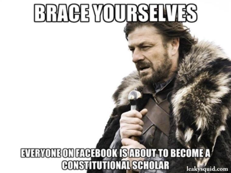 brace yourselves everyone on facebook is about to become a constitutional scholar - Lord of the Rings